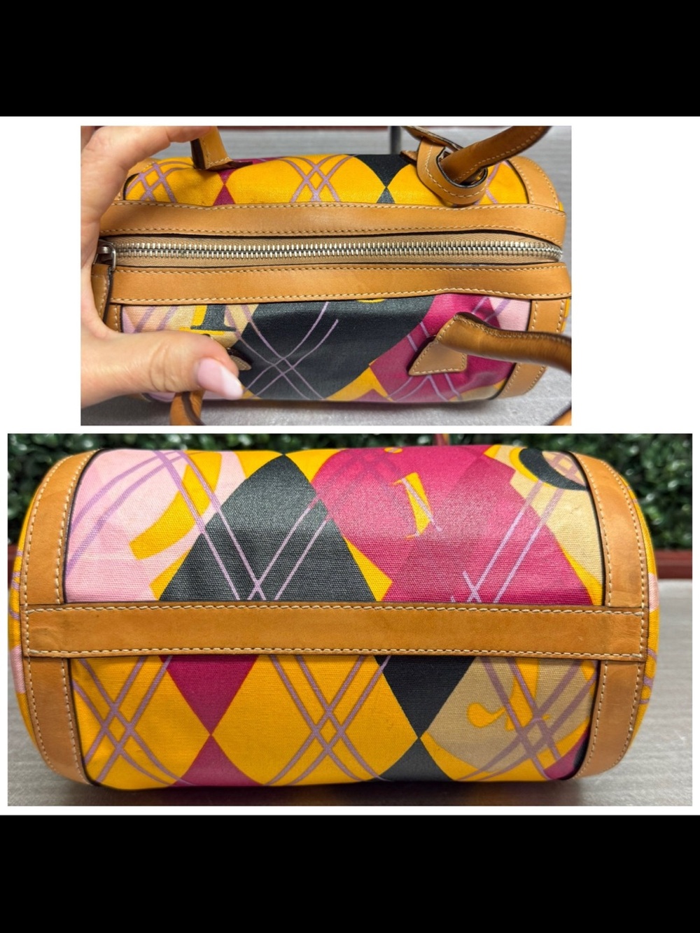 Dior Multicolor Coated Canvas and Harlequin Leather Argyle Mini Boston Bag - Picture 10 of 11